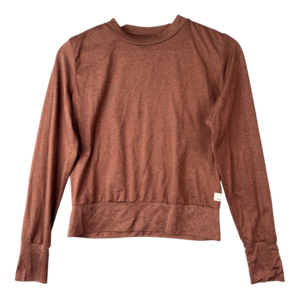 Vuori Women Long Sleeve Crewneck Performance Top Rust Brown Heather Size XS